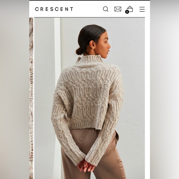 Lena Mock Neck Cropped Sweater by CRESCENT - Picture 11 of 13